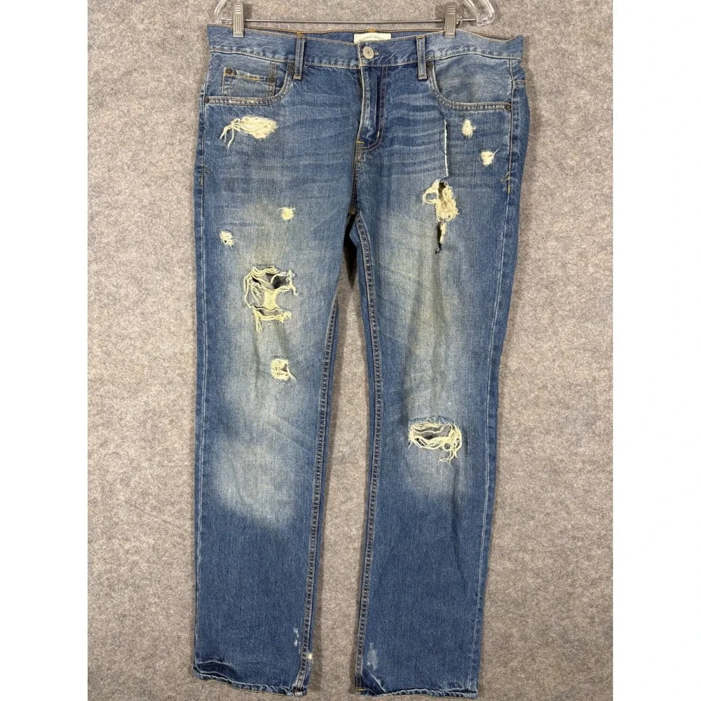 Aeropostale Bowery‎ Slim Straight Distressed Ripped Jeans Mens Size 34x32
